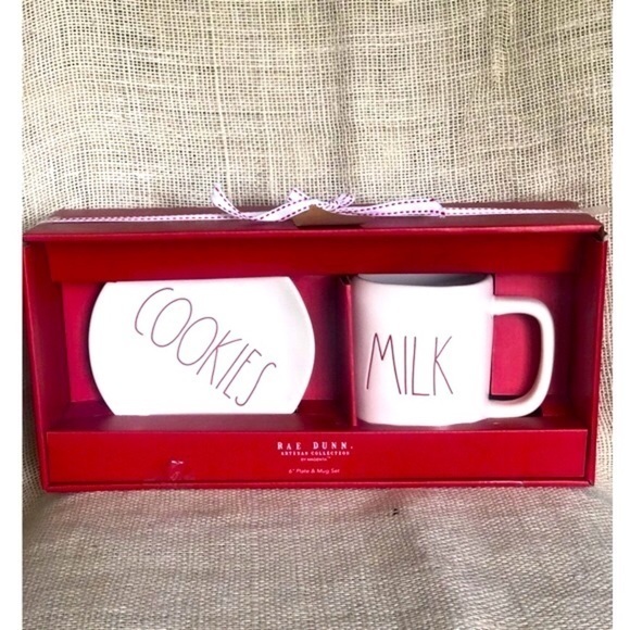 Rae Dunn COOKIES & MILK Ceramic Plate & Mug Set - Picture 1 of 4